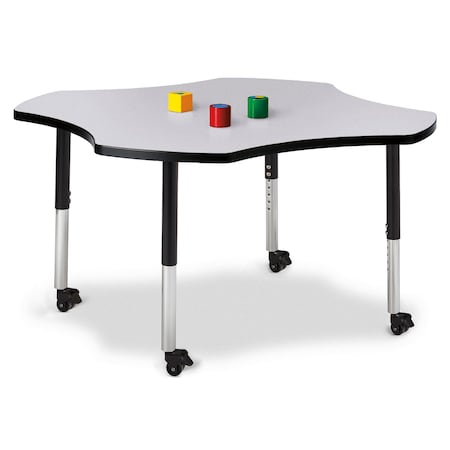 Jonti-Craft Berries Four Leaf Activity Table, Mobile, Freckled Gray/Black/Black 6453JCM180